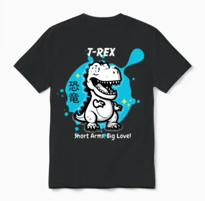 T Rex Hugs Short Arms Unisex T-Shirt - Black