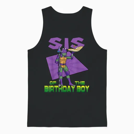 Mademark X Teenage Mutant Ninja Turtles - Donnie Sister of the Birthday Boy Pizza Theme Party Unisex Tank Top - Black