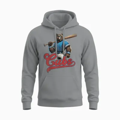 Cubs Apparel Men Women Kids Retro Unisex Hoodie - Sport Grey