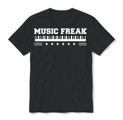 Music Freak Quote Grand Piano Synthesizer Keyboard Unisex T-Shirt - Black