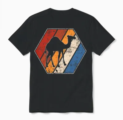 Camel Retro Unisex T-Shirt - Black