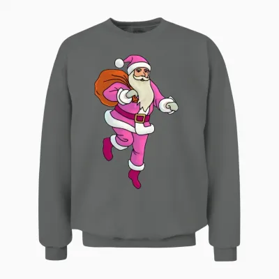 Retro Pink Santa Unisex Sweatshirt - Graphite Heather