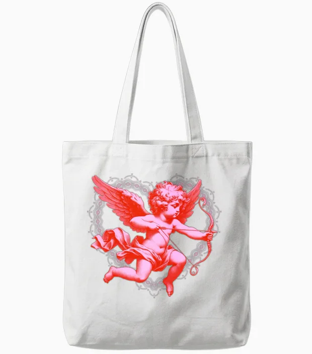 Pink Cupid by 88street Tote Bags in White