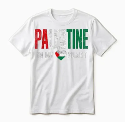Vintage Palestine in My Heart Palestinian Pride Gaza Unisex T-Shirt - White