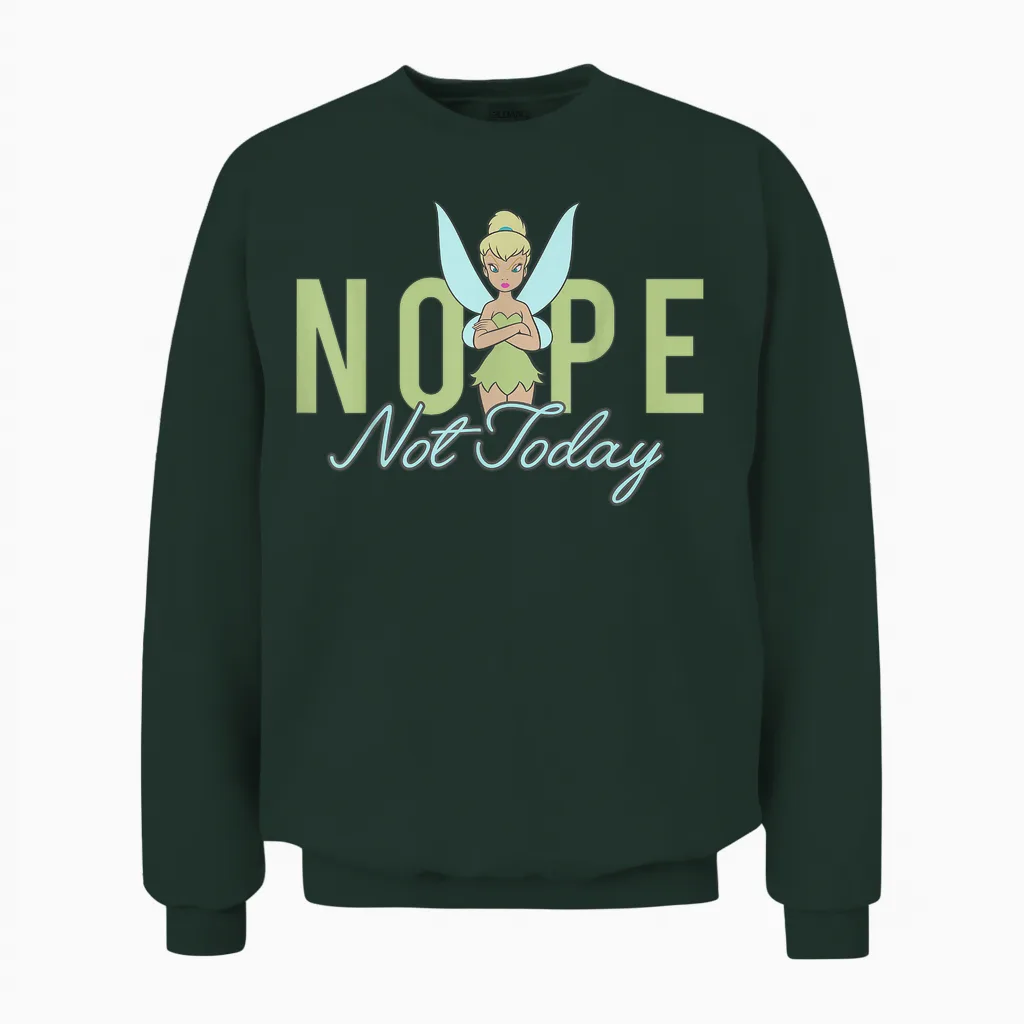 Disney Peter Pan Tinker Bell Nope Not Today Short Sleeve Unisex Sweatshirt in Forest