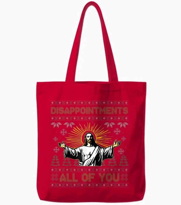 Disappointments All of You Jesus Christmas Ugly Tote Bags in Red