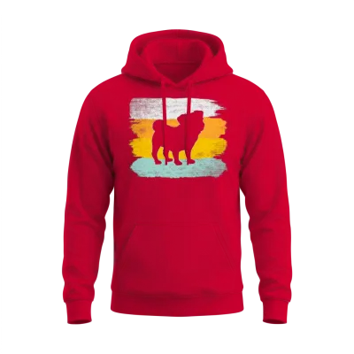 Pug Retro Unisex Hoodie - Red