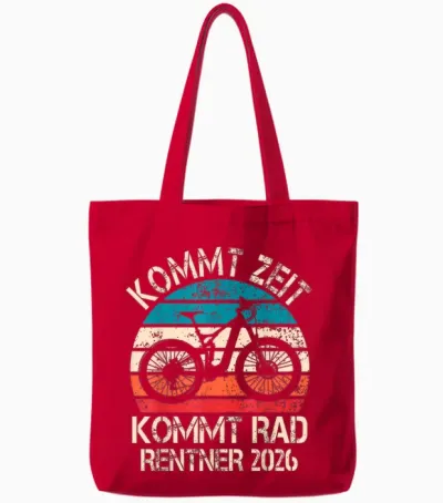 Rentner 2026 Spruch Fahrrad Ebike Rente Ruhestand Radfahrer Tote Bags - Red