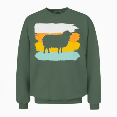 Sheep Retro Unisex Sweatshirt - Military Green