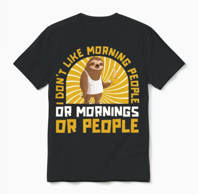 Sloth Funny Unisex T-Shirt in Black