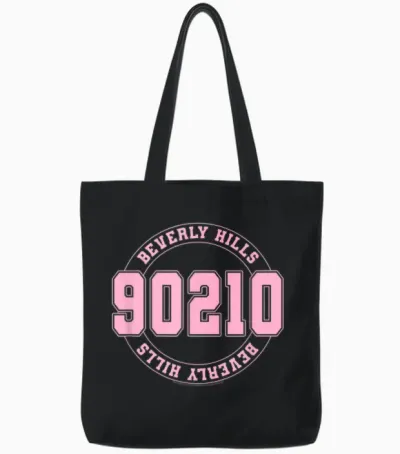 Beverly Hills 90210 Collegiate Mirrored Image Logo Tote Bags - Black