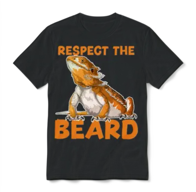Bearded Dragon - Respect the Beard Unisex T-Shirt - Black
