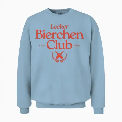Lecker Bierchen Club Retro Team Malle Daydrinking Backprint Unisex Sweatshirt - Light Blue