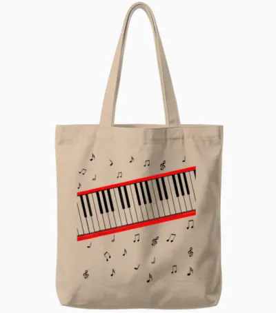 Piano Keys Music Lover Beat It Pianist 1980s Cosplay Costume Tote Bags - Natural