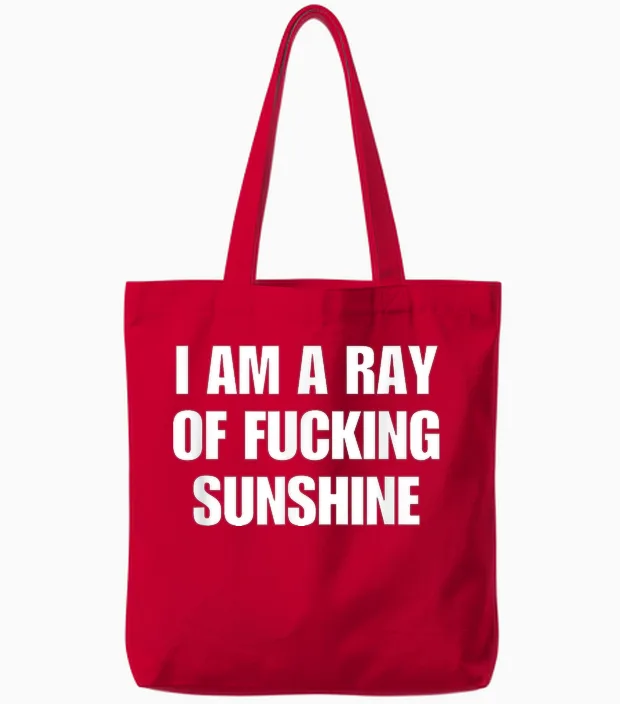 I Am a Ray of Sunshine Y2k Aesthetic Tote Bags in Red