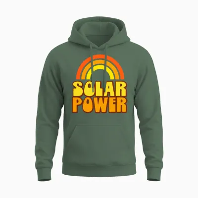 Retro Rainbow Solar Power Unisex Hoodie - Military Green