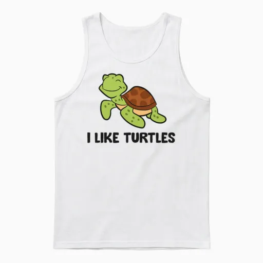 I Like Turtles Ocean Cute Sea Turtle Unisex Tank Top in White