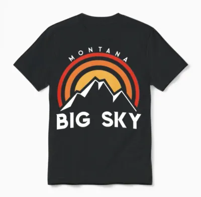 Big Sky Montana Retro Birthday Chirstmas Present Unisex T-Shirt - Black