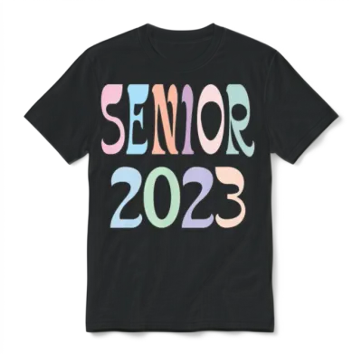 Senior 2023 Shirt, Retro Font, Senior Retro Shirt, Unisex T-Shirt - Black