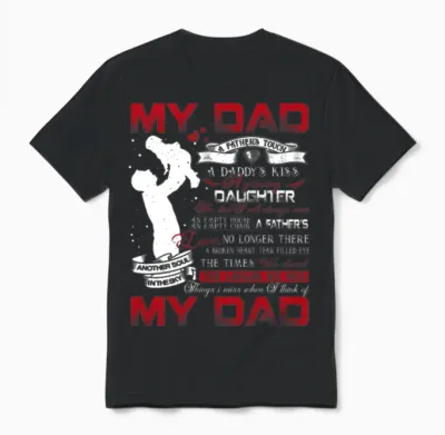 Dad in Heaven S S Daddy in Memories Poem Daughter Unisex T-Shirt - Black