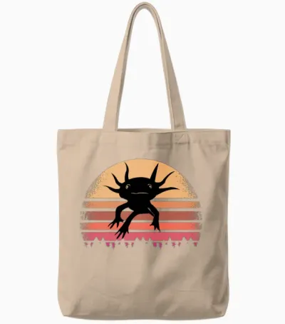 Retro Axolotl Tote Bags - Natural
