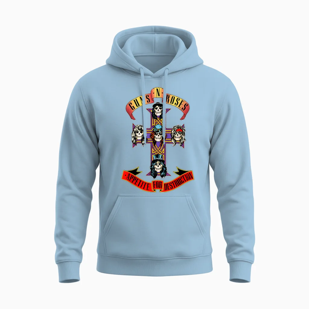 Guns N' Roses Official Cross Unisex Hoodie in Light Blue