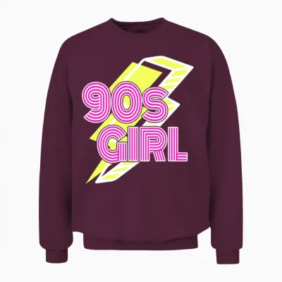 90s Girl Retro Vintage Unisex Sweatshirt - Maroon