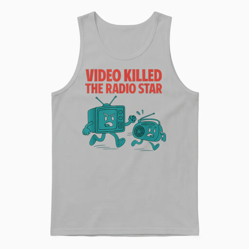 90er Jahre Nostalgie Video Killed the Radio Star Retro Y2k Grafik Unisex Tank Top in Ash