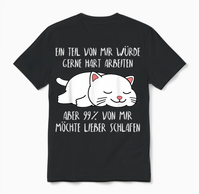 Funny Slope Slogan Cat Sleep Shirt Women's Men's T-Shirt, Black Unisex T-Shirt in Black