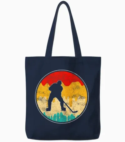 Ice Hockey Retro Tote Bags - Navy