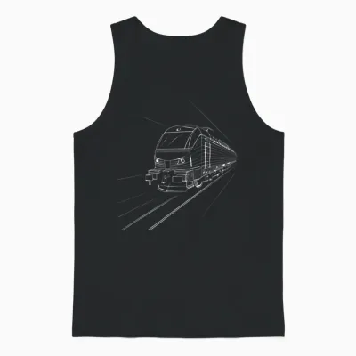 Drawing Train Railway T-Shirt, Black Unisex Tank Top - Black