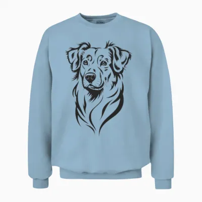 Loyal Dog – Detailed Dog Illustration Unisex Sweatshirt - Light Blue
