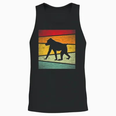 Monkey Retro Unisex Tank Top - Black
