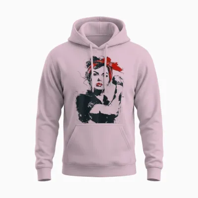 Retro Rosie Rockabilly Unisex Hoodie - Light Pink