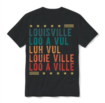 Retro Style Louisville Kentucky Skyline Unisex T-Shirt - Black