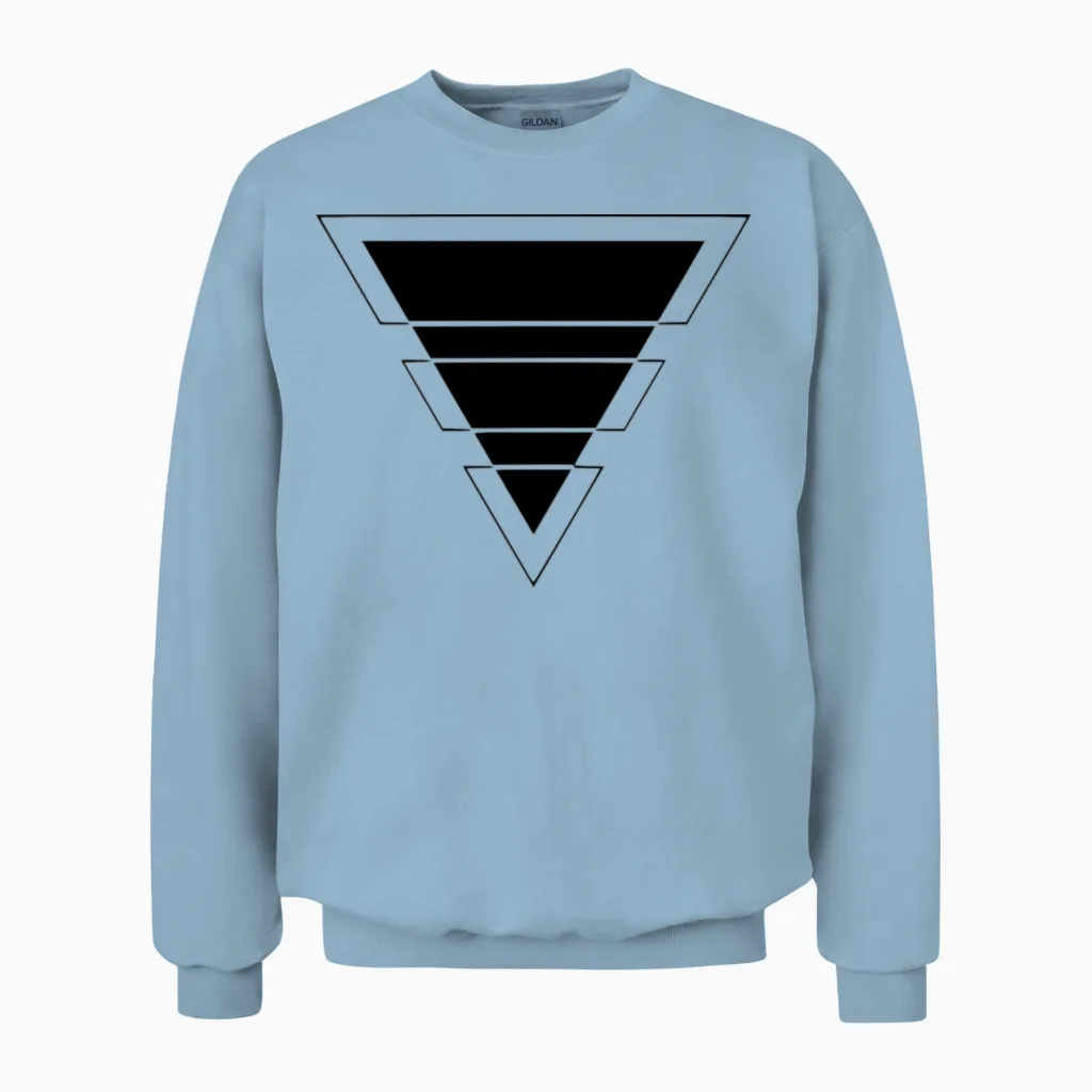 Triangle Trend Design Black Unisex Sweatshirt in Light Blue