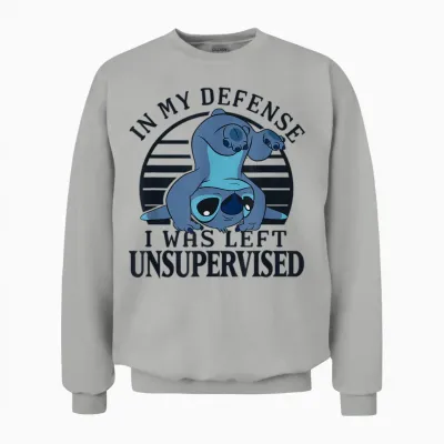 Disney Lilo & Stitch I Was Left Unsupervised Retro Stripes Unisex Sweatshirt - Ash