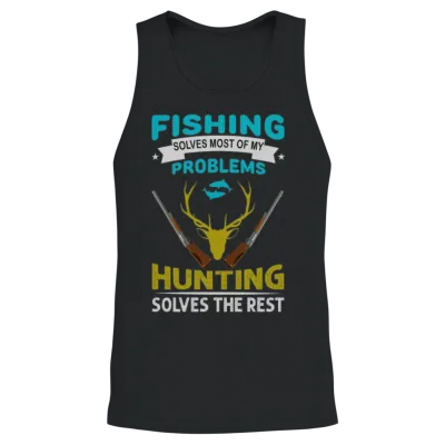 Fishing...the Rest - Fishing and Hunting Design Unisex Tank Top - Black