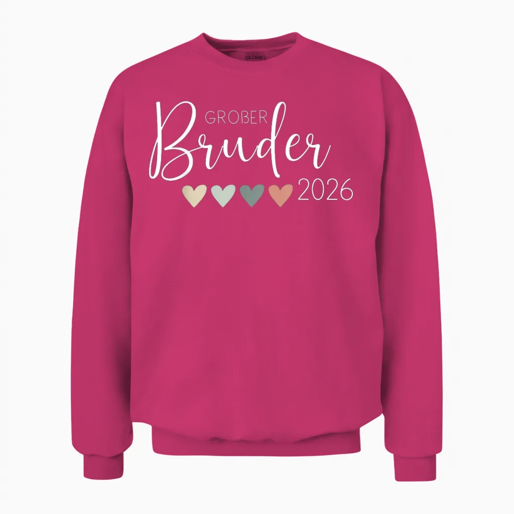 Ich Werde Ein Groรer Bruder 2026 Heart Baby Announcement Unisex Sweatshirt in Heliconia
