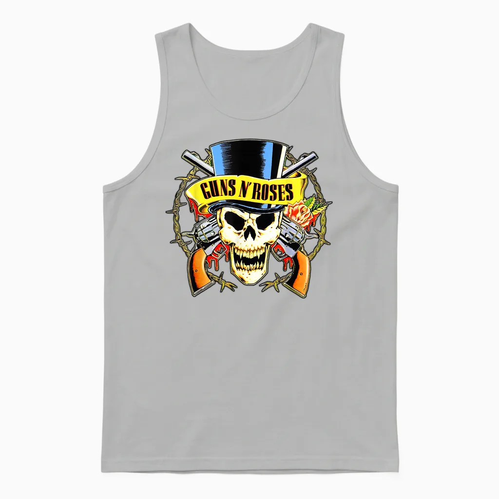 Guns N' Roses Official Top Hat Skull Unisex Tank Top in Ash