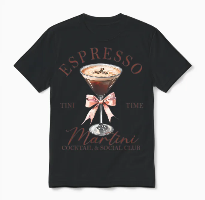 Womens Espresso Martini Social Club Drinking Cocktail Unisex T-Shirt in Black