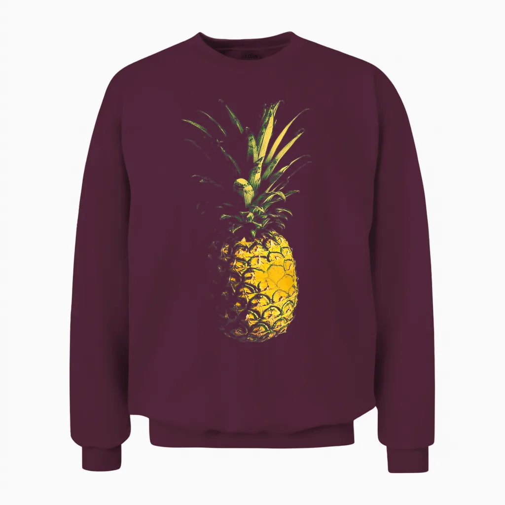 Graphic Art Pineapple Fruit Pineapple T-Shirt, Black, S Unisex Sweatshirt in Maroon
