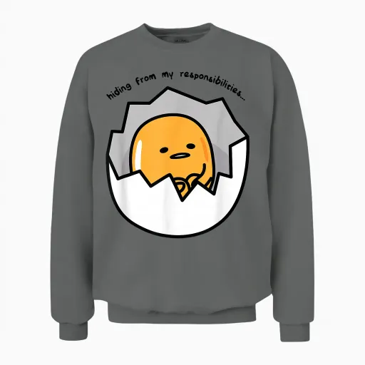 Gudetama the Lazy Egg Hiding from Responsibilities Unisex Sweatshirt in Graphite Heather
