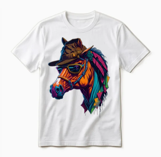 Colorful Horse with A Lovers Gift Unisex T-Shirt in White
