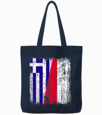 Griechenland Polen Halbe Flagge Griechische Polnische Vorfahren Tote Bags - Navy