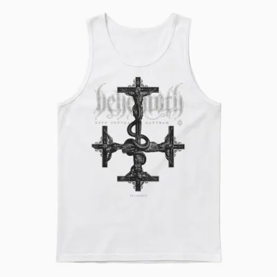 Behemoth Opus Grey Cross T-Shirt, Black Unisex Tank Top - White