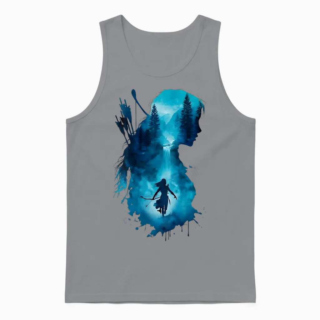 Regenbogen Frau Aquarell Wald - Bogenschießen Natur Kunst Unisex Tank Top in Sport Grey