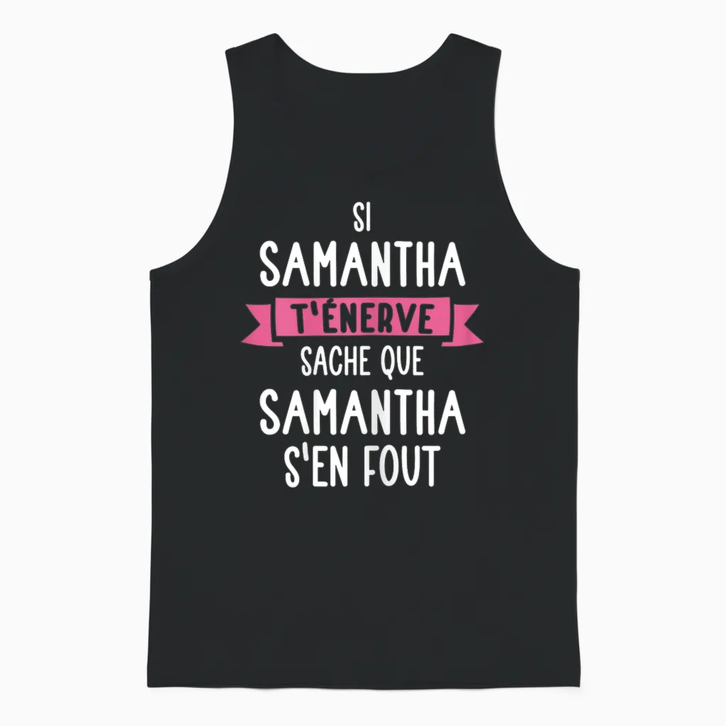 Gift Woman Humour Name Personalized Samantha T-Shirt, Black, Female X-Small Unisex Tank Top in Black