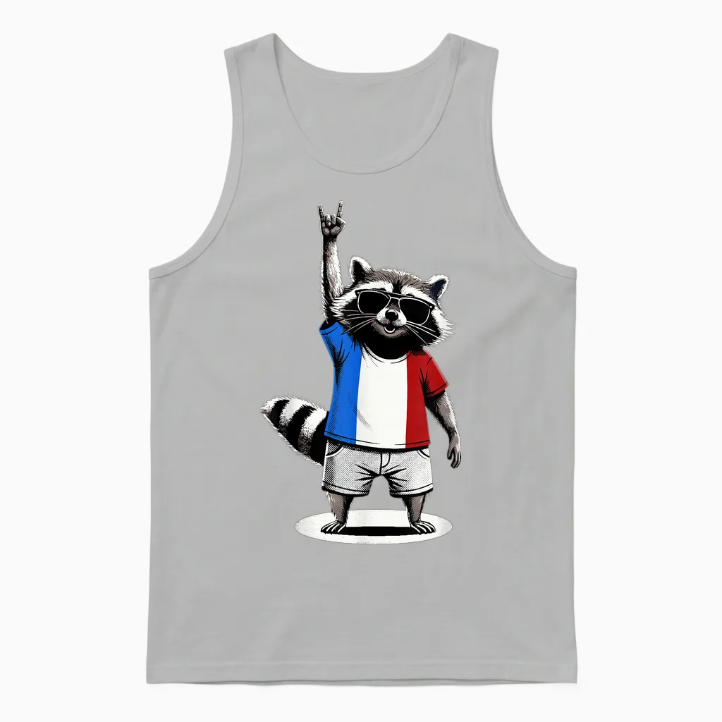 Französische Flagge WaschbÀr Lustig Frankreich Unisex Tank Top in Ash