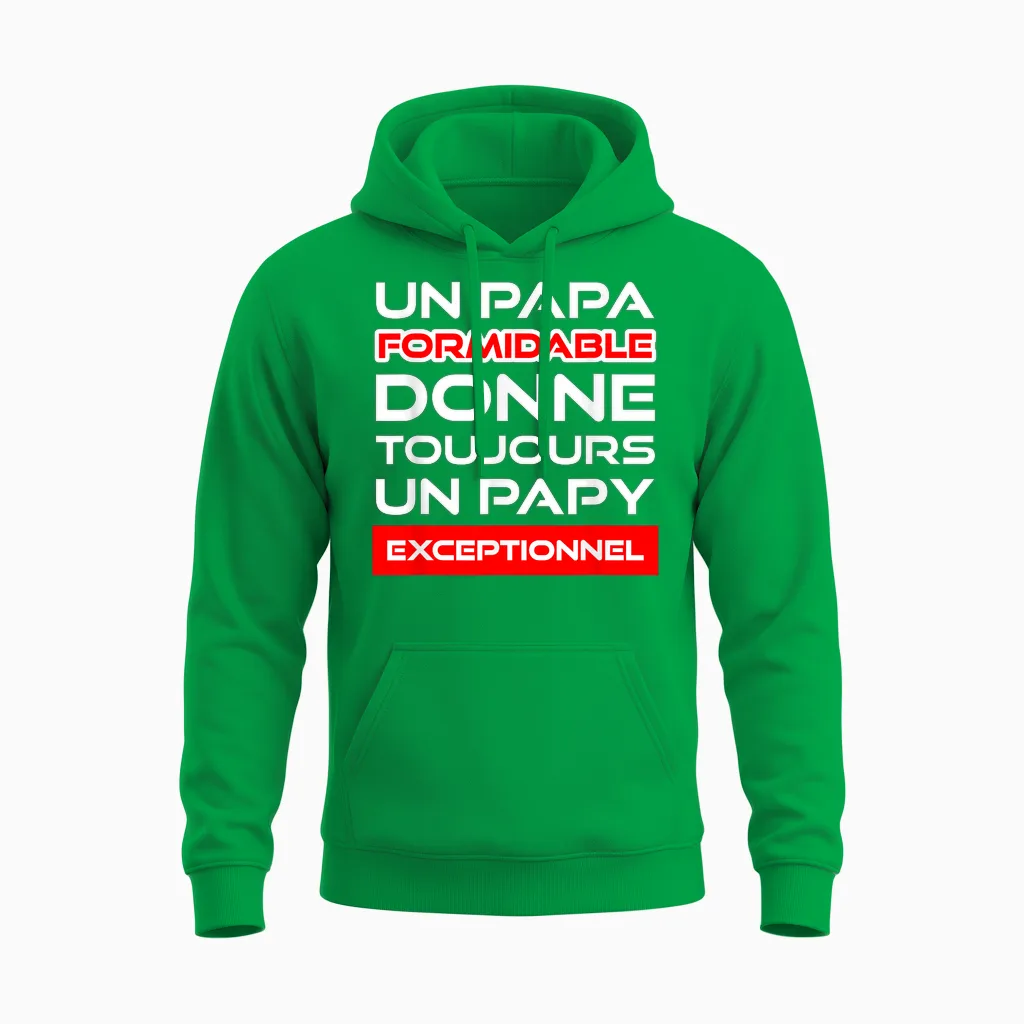 Cadeau Papy Exceptionnel Humour Fête Grands Pères Original Unisex Hoodie in Irish Green
